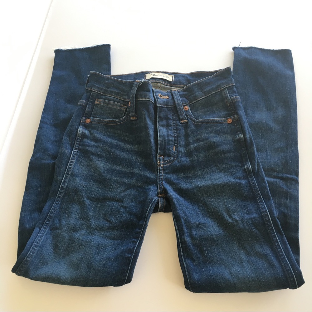 Madewell 9" High Rise Skinny Jeans Blue Denim W 26 in Inseam 27.5 in Raw Hem #5
